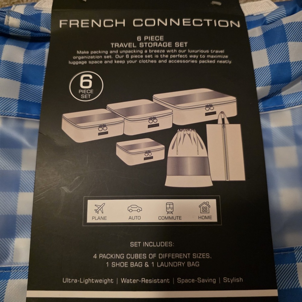 French Connection 6 Piece Travel Storage Set Packing Cubes Lightweight Organizer